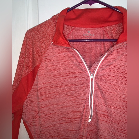 Women’s Athleta Half Zip Running Long Sleeve Reflective Top Coral/Red/Orange XL - Picture 6 of 8